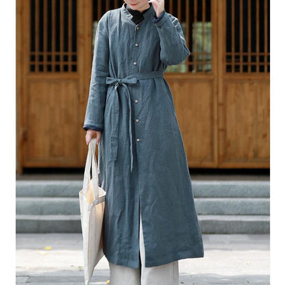 Autumn Loose Casual Cotton Linen Long Coat