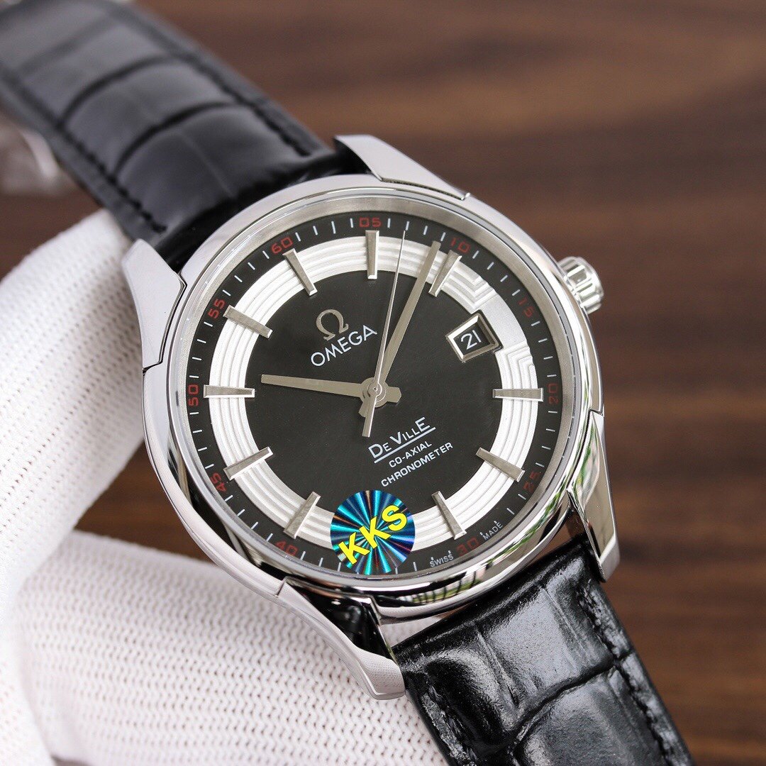 DE VILLE HOUR VISION 41MM STEEL CASE LEATHER STRAP