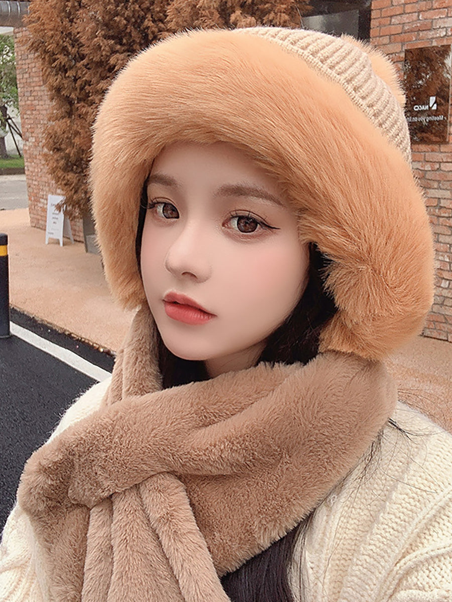 Women Winter Solid Color Adult Plush Hat