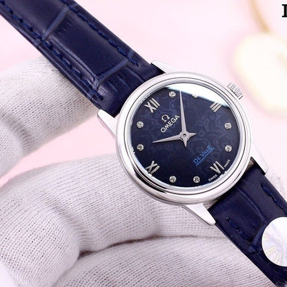 DEVILLE PRESTIGE 28MM QUARTZ BLUE DIAL DIAMOND NUMERALS