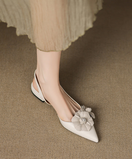 Black Suede Fitted Floral Splicing Sandals Pointed Toe