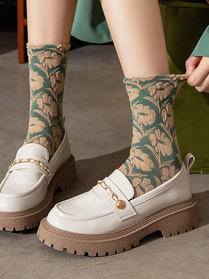 5 Pairs Vintage Lolita Style Floral Women Socks