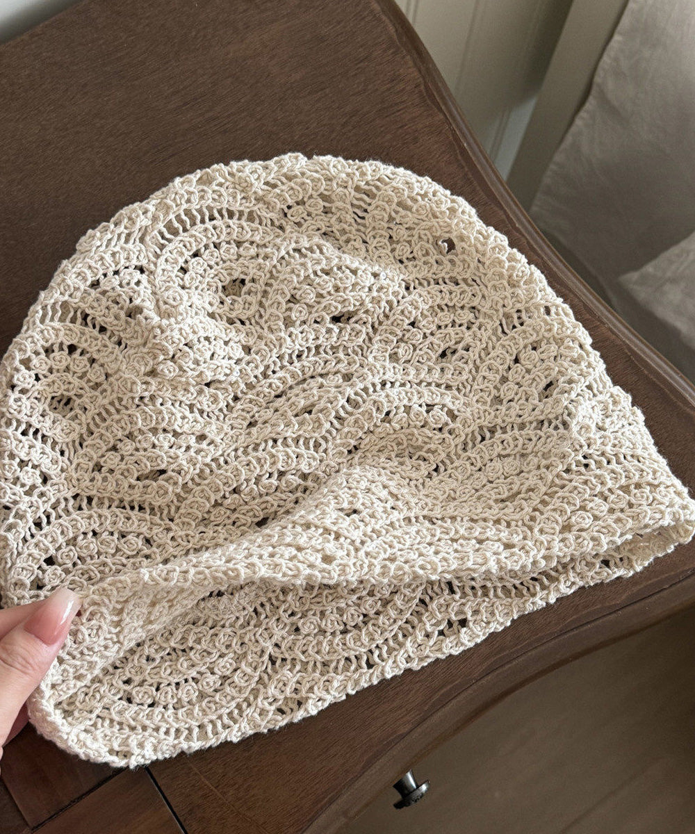 Handmade Coffee Hook Flower Sequin Thin Breathable Boonie Hat