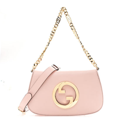 Roxy Calfskin Blondie Chain Shoulder Flap Bag Powder Pink