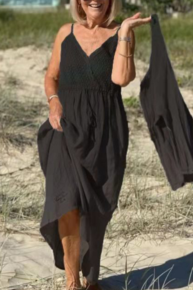Casual Solid Split Joint Spaghetti Strap Straight Dresses