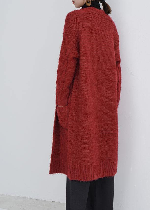 For  burgundy oversize fall pockets knit sweat tops