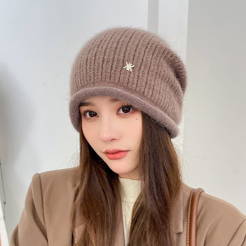 Women Winter Knitted Drawstring Hemming Warm Hat
