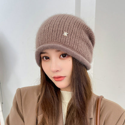 Women Winter Knitted Drawstring Hemming Warm Hat