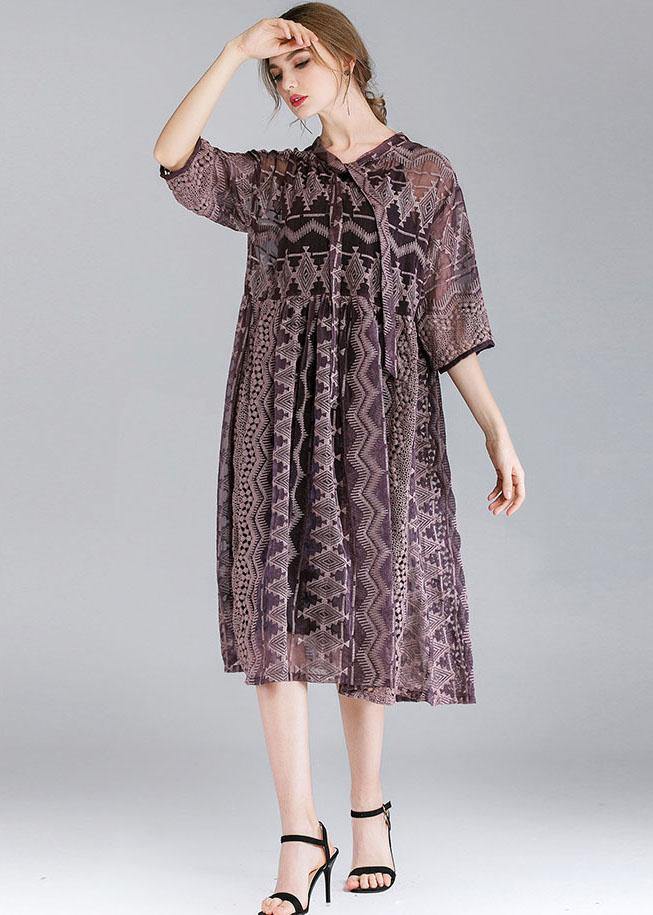 Organic Purple Fashion Chiffon Spring Half Sleeve Two Pieces Set