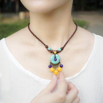 Vintage Chalcedony Handmade Clavicle Necklace