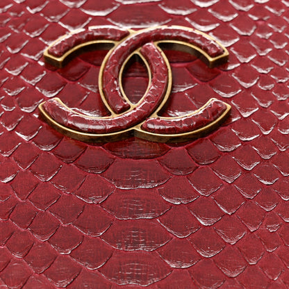 Snakeskin Calfskin Quilted Small Coco Curve Vanity Burgundy