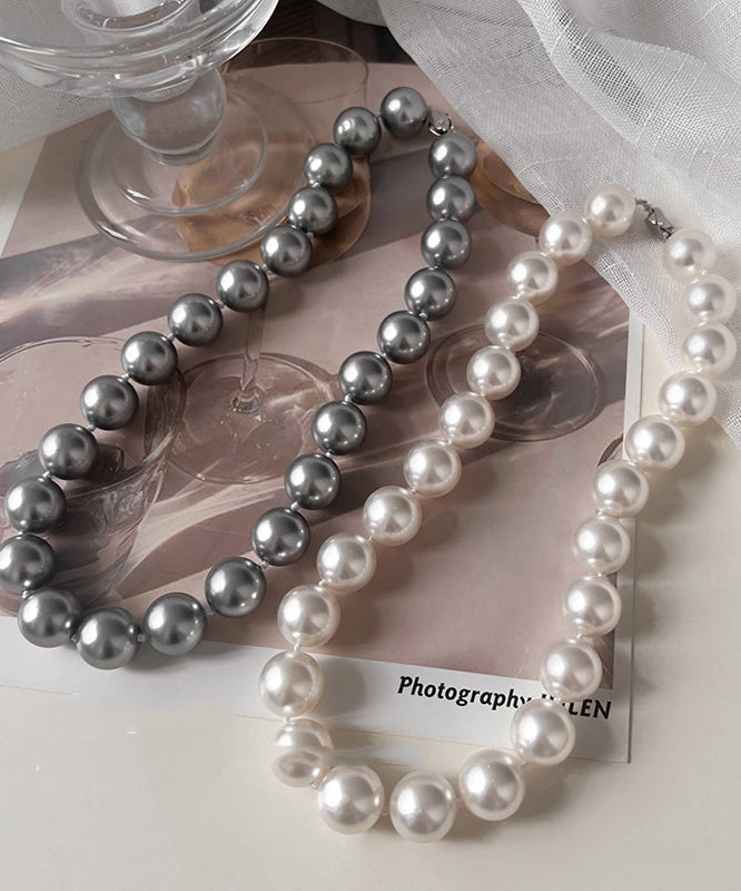Chic Grey Pearl Original Design Collar Necklace