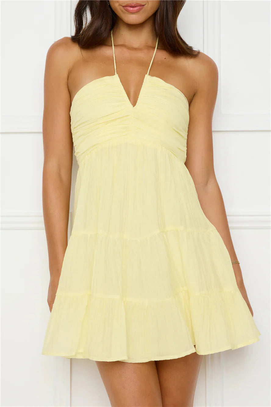 Styled For Sunsets Halter Mini Dress Yellow