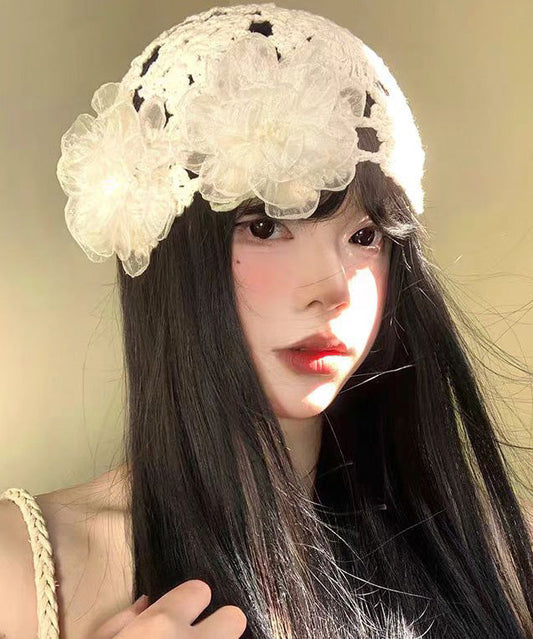 Summer Thin Flower Hollow Out Knitted Boonie Hat