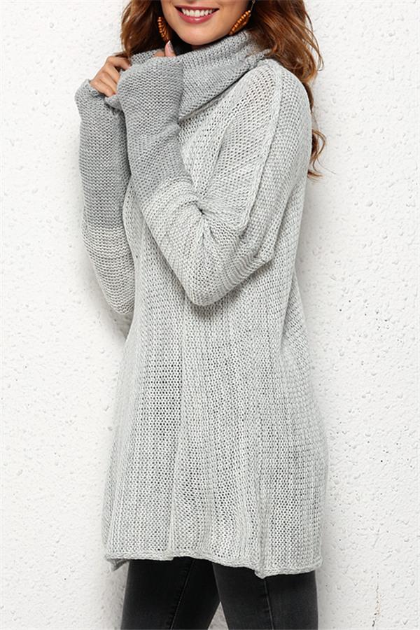 Spliced Turtleneck Loose Pullover Sweater - Black