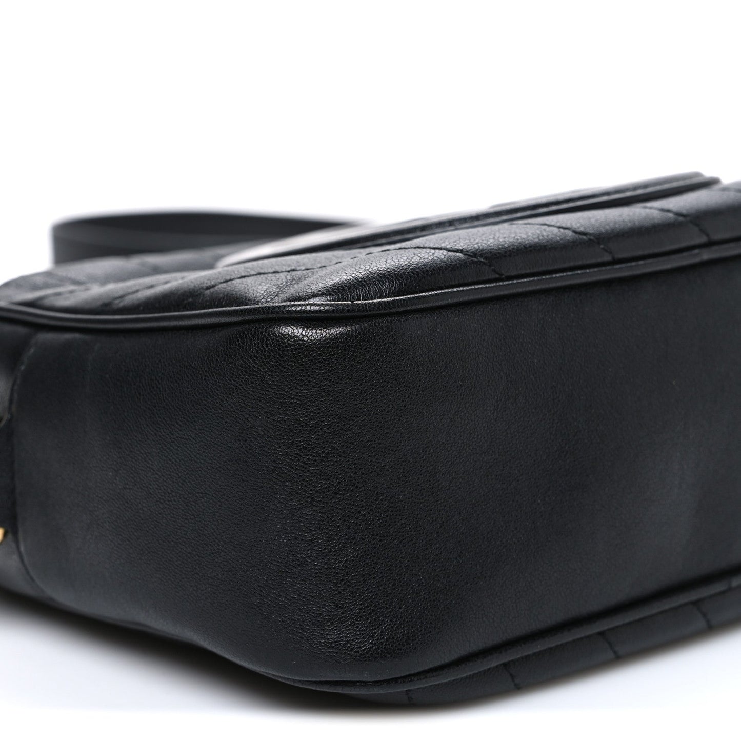 Sakai Be Green Calfskin Diagonal Stitched Small Blondie Shoulder Bag Black