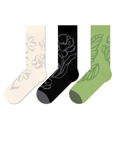 Boutique Jacquard Thin Breathable Cotton Mid Calf Socks