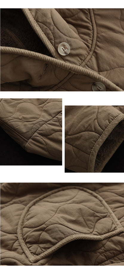 Hooded Thickened Diamond Sherpa Wool Thermal Jacket