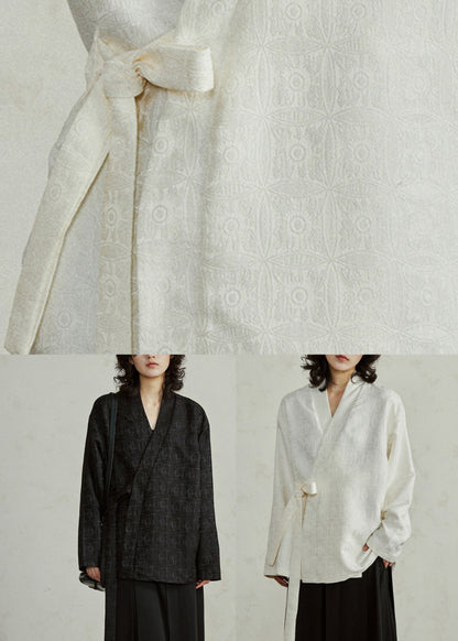 Jacquard Beige V Neck Solid Top Long Sleeve