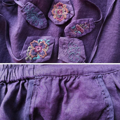 Cozy Ethnic Linen Tassel Embroidery Loose Skirt