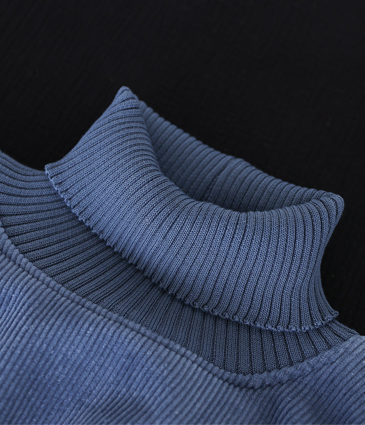 Corduroy Solid Color Plus Velvet Thick Loose Turtleneck Top