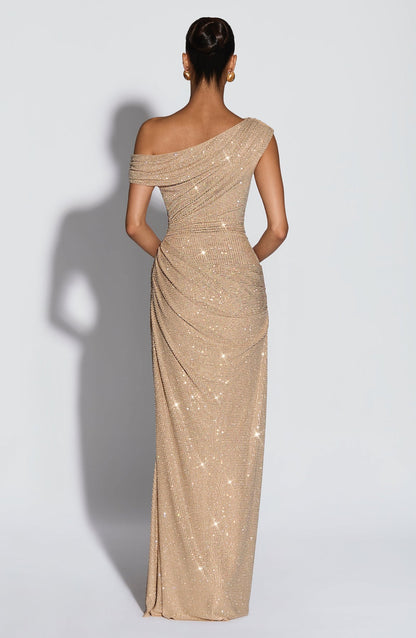 Sexy Sleeveless Slim Fit Rhinestone Evening Dress