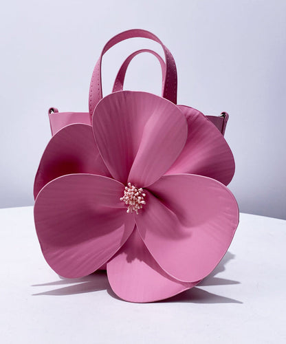 Elegant Rose Flower Shape Faux Leather Evening Tote Bag