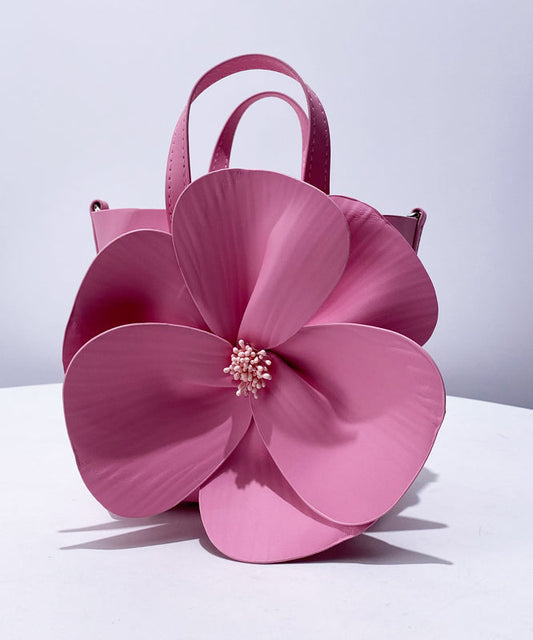 Elegant Rose Flower Shape Faux Leather Evening Tote Bag