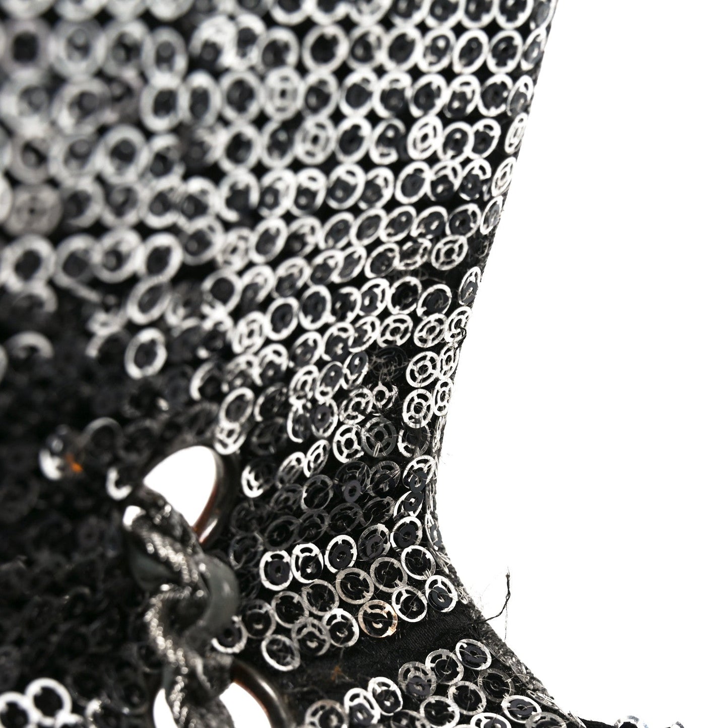 Sequin Medium Single Flap Dark Silver