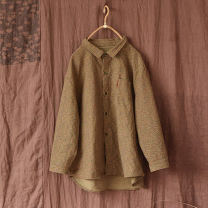 Women Retro Floral Cotton Autumn Casual Blouse