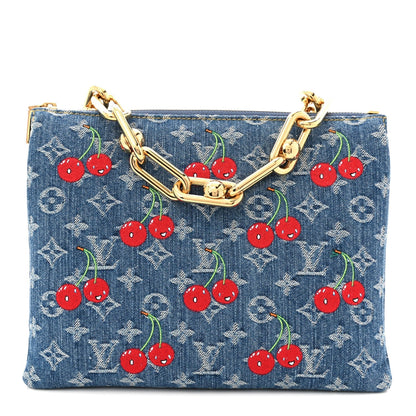 LV X TM Monogram Denim Cerises Coussin PM Blue