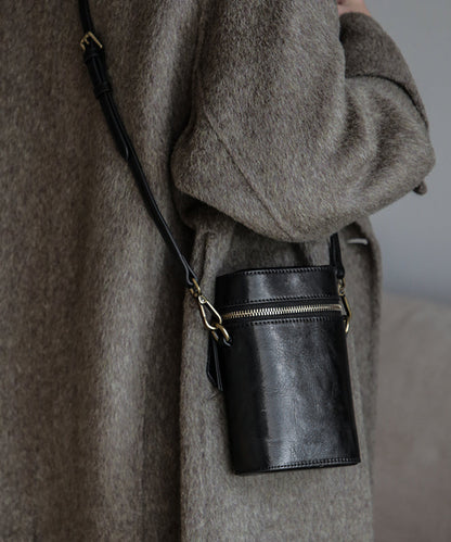Handmade Coffee Solid Durable Calf Leather Phone Pouch