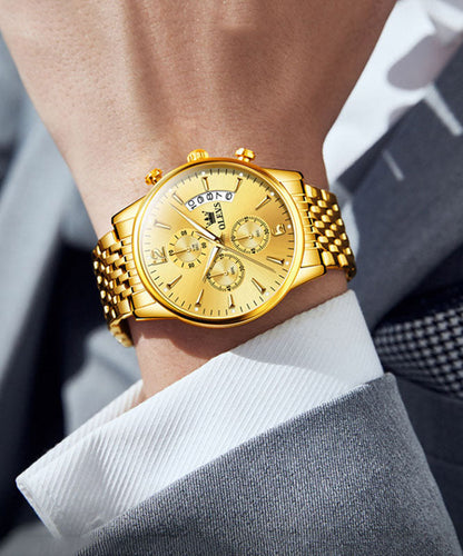 Chic Gold Stainless Steel Quartz Movement Machinery Watches