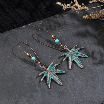 Bohemian Maple Leaf Stud Earrings