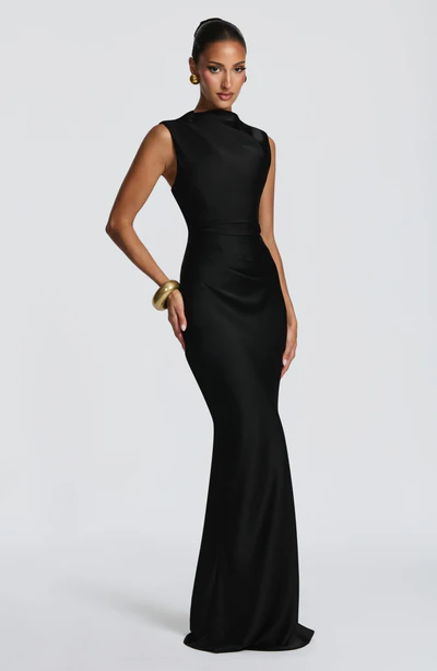 Satin Sleeveless Lace-Up Backless Mermaid Evening Gown