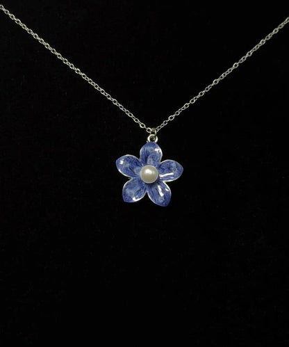 Elegant Pink Gilded Floral Pearl Gold Plated Pendant Necklace