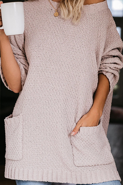 Double Pockets Casual Knitted Sweater