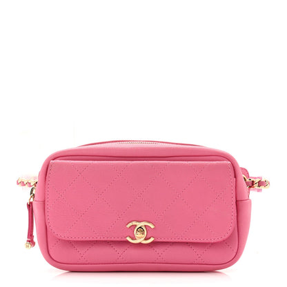 Goatksin Quilted Casual Trip Waist Bag Pink
