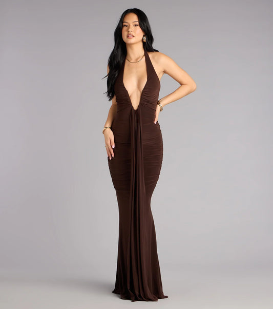 Allyssa Halter Sash Mermaid Formal Dress