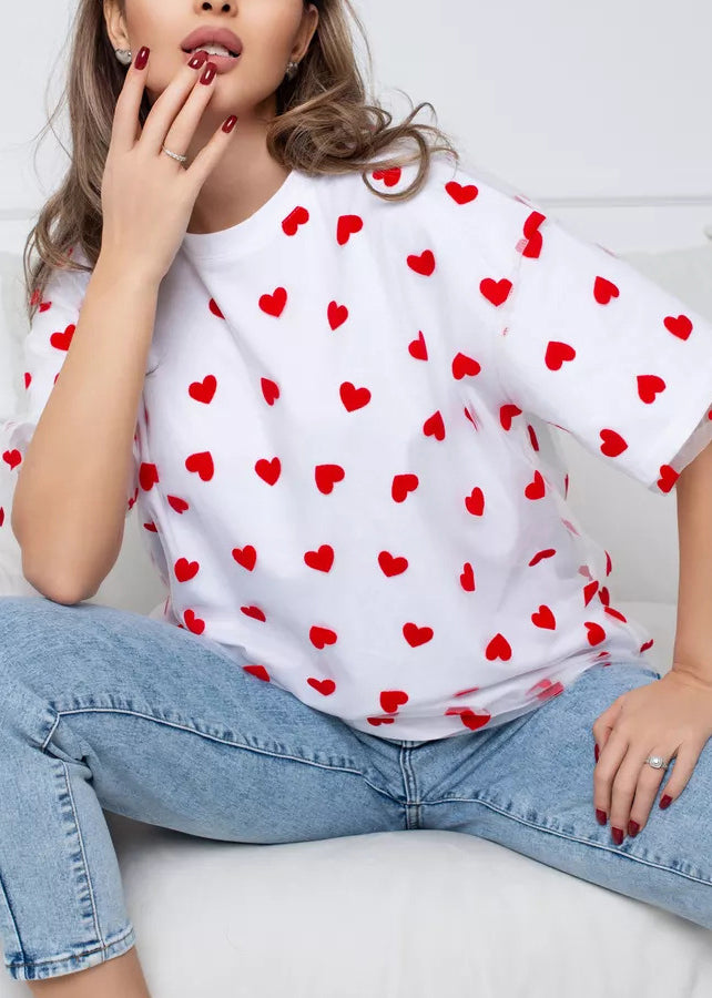 Casual White O Neck Tulle Patchwork T Shirts Summer
