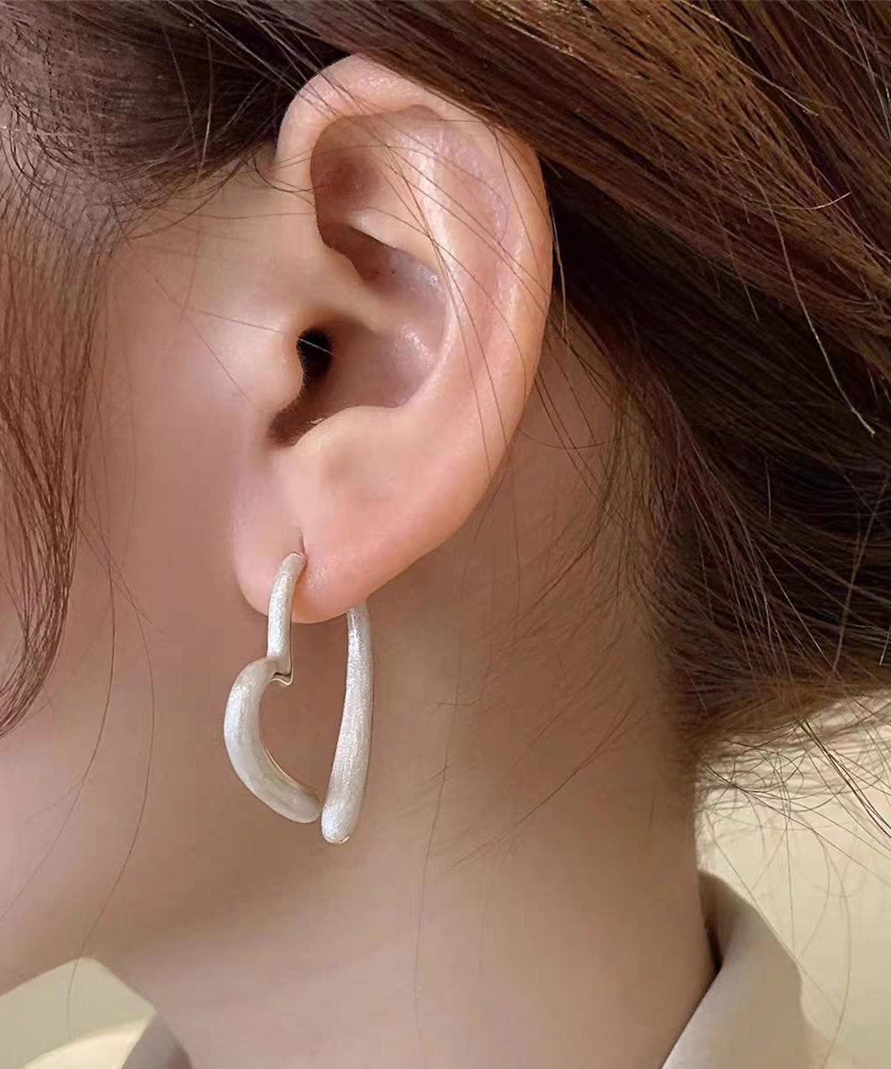 Chic White Copper Alloy Drip Glaze Love Drop Earrings