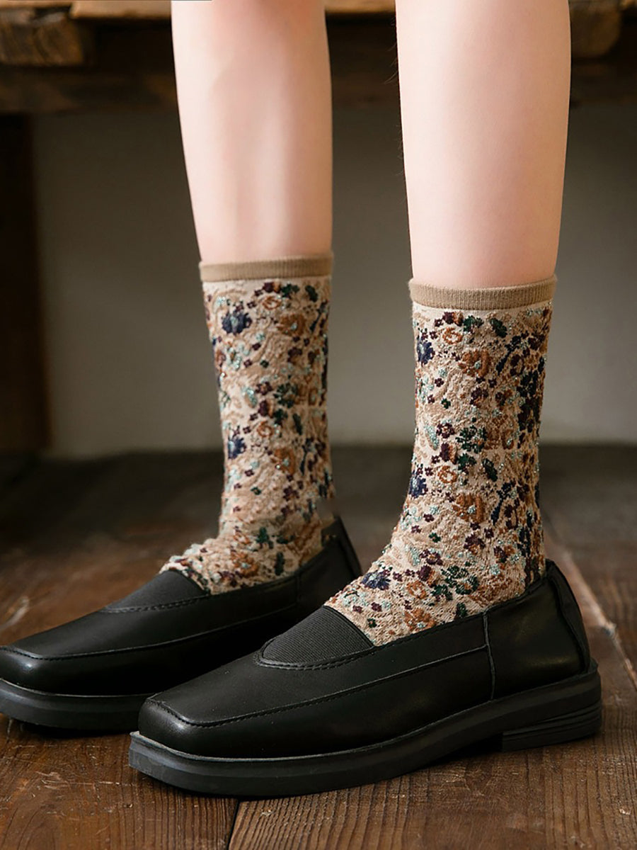 5 Pairs Winter Women Thick Retro Socks