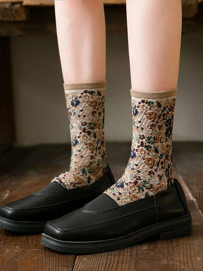 5 Pairs Winter Women Thick Retro Socks