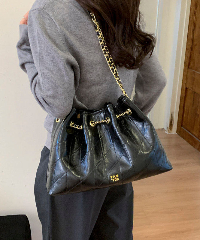 Chic Chocolate Plaid Large Capacity Faux Leather Flap Bag