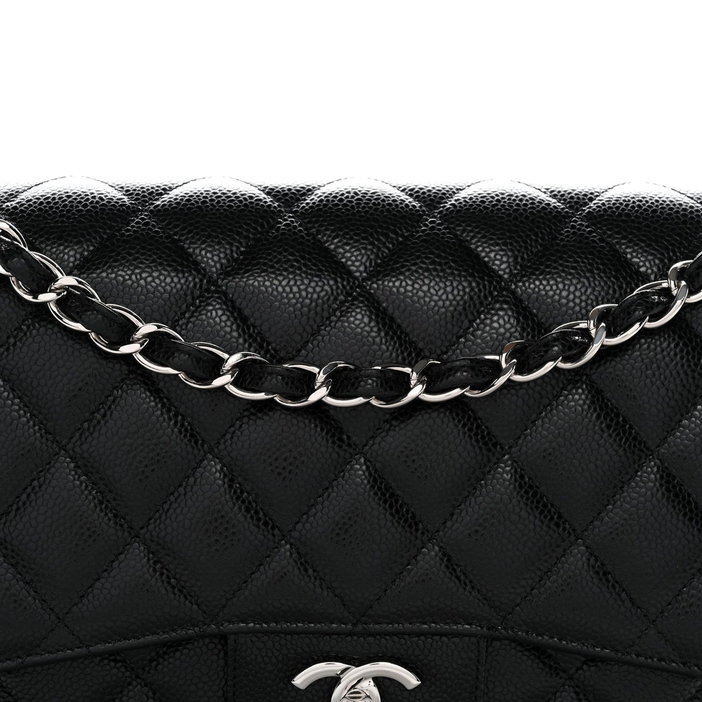 Caviar Quilted Jumbo Double Flap Black
