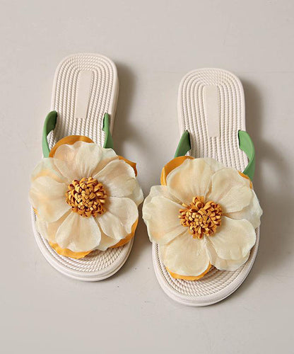 Boho Green Floral Splicing Flip Flops