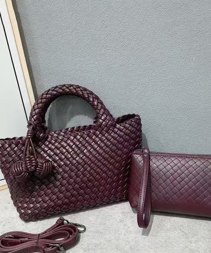 Handmade Weave Solid Durable Leather Tote Bag