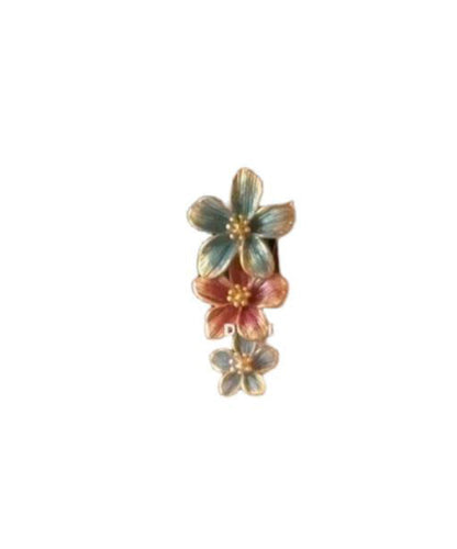 Vintage Rainbow Metal Alloy Drip Glaze Floral Drop Earrings
