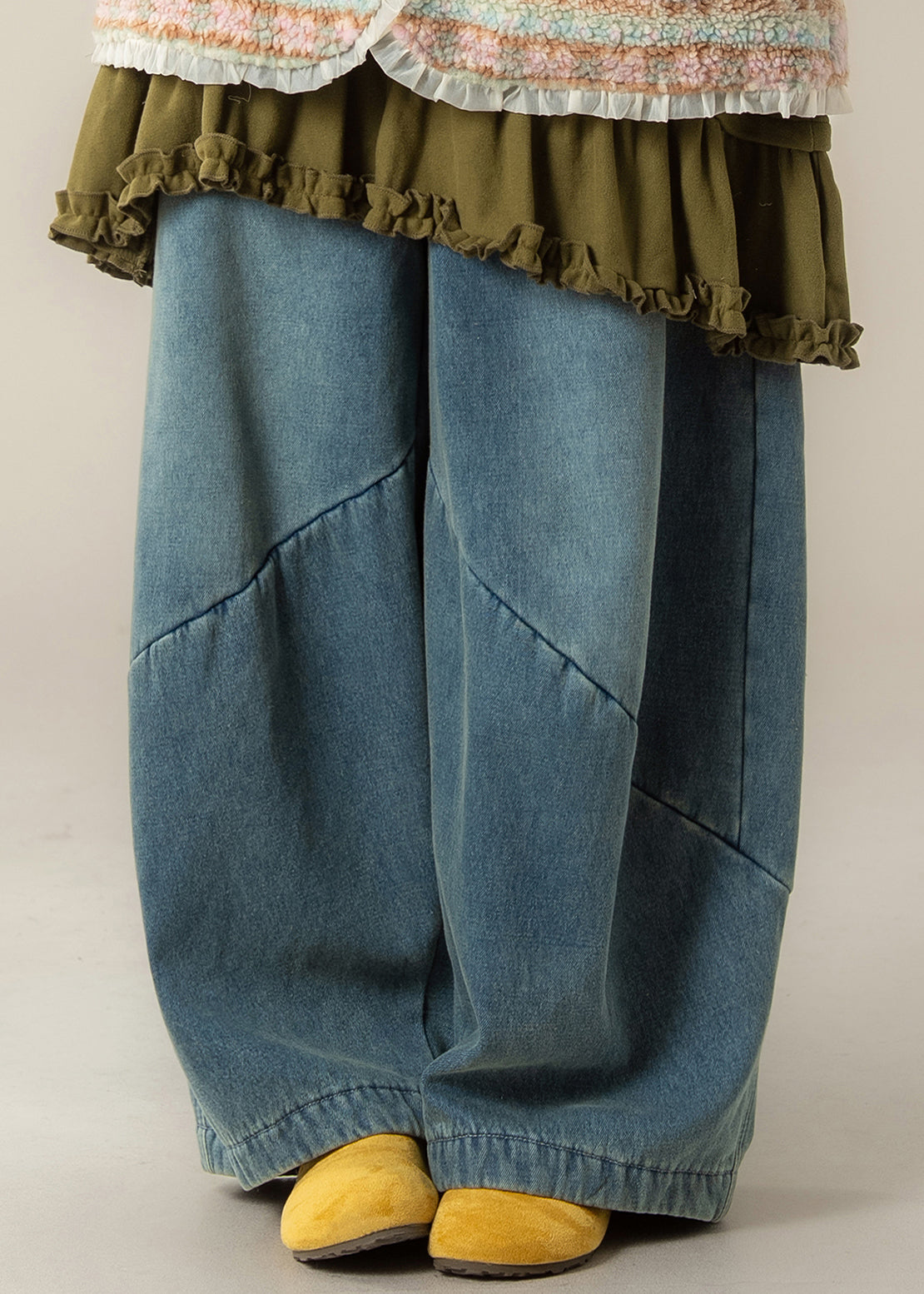 Casual Blue Pockets Denim Wide Leg Jeans