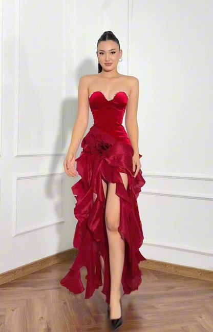 Sexy Tube Top Cinched Waist Fungus Tassel Dress